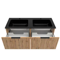 Wohnen 2 Becken Waschkonsole & Spiegel & Schrank - Crystoga (vierteilig)