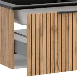 Wohnen 2 Becken Waschkonsole & Spiegel & Schrank - Crystoga (vierteilig)