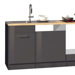 Wohnen 220 cm breit Kompakt-Küche in Grau - Bozenia (sechsteilig)