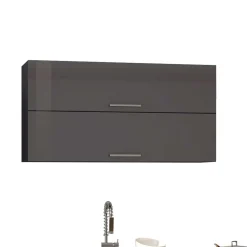 Wohnen 220 cm breit Kompakt-Küche in Grau - Bozenia (sechsteilig)