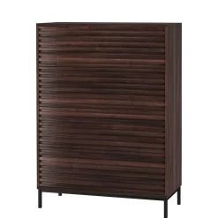 Wohnen 80 cm breite Hochkommode in Walnuss Optik - Teleska