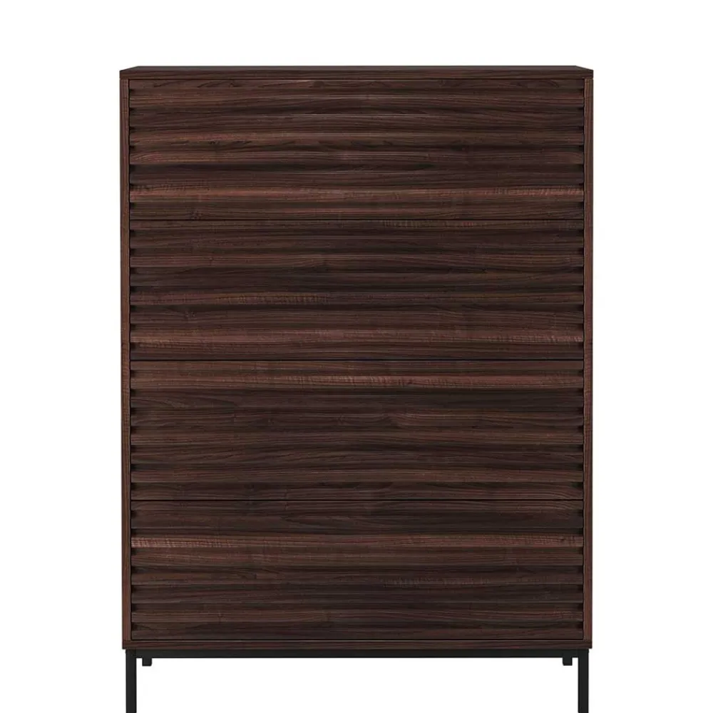 Wohnen 80 cm breite Hochkommode in Walnuss Optik - Teleska