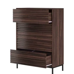 Wohnen 80 cm breite Hochkommode in Walnuss Optik - Teleska