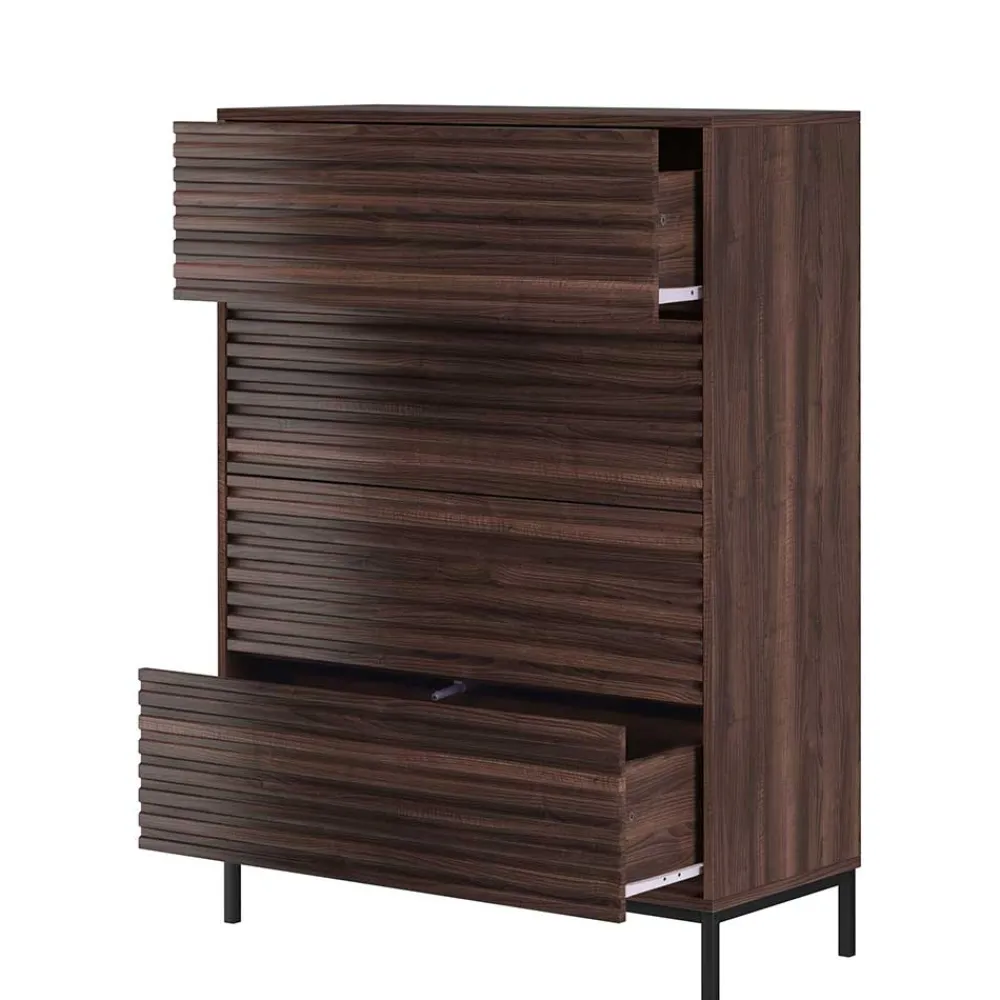 Wohnen 80 cm breite Hochkommode in Walnuss Optik - Teleska