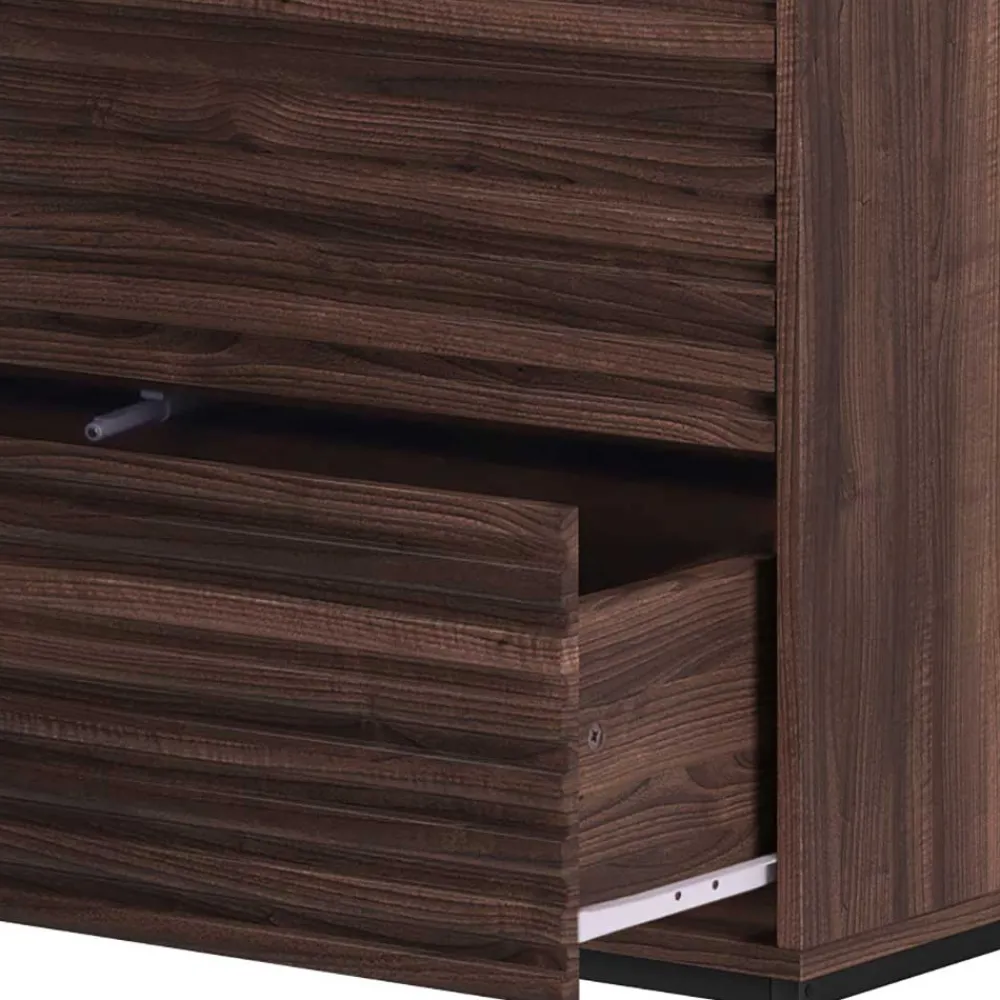 Wohnen 80 cm breite Hochkommode in Walnuss Optik - Teleska