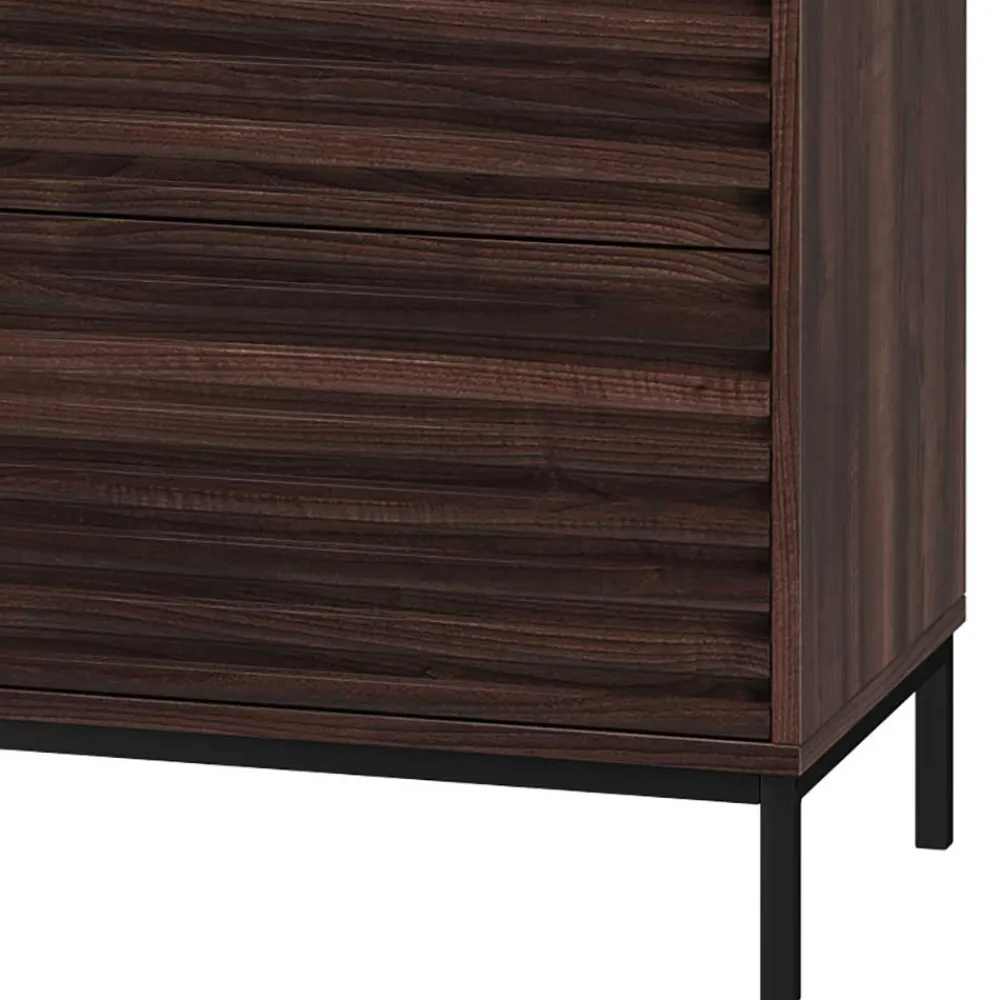 Wohnen 80 cm breite Hochkommode in Walnuss Optik - Teleska