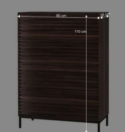 Wohnen 80 cm breite Hochkommode in Walnuss Optik - Teleska