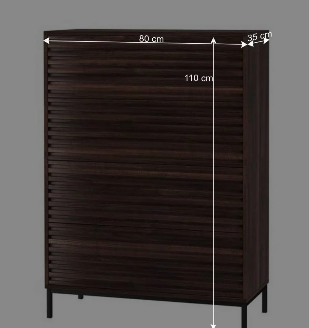 Wohnen 80 cm breite Hochkommode in Walnuss Optik - Teleska