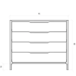 Wohnen 95 cm breite Kommode mit vier Schubladen - Laida