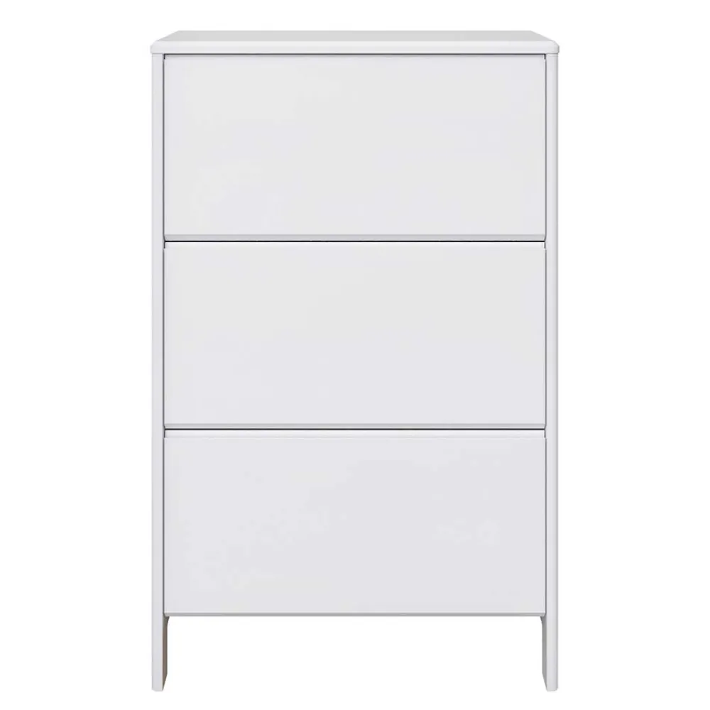 Wohnen Weiße Möbel|Schuhschränke*82 cm breite Schuhkommode in Weiß gewachst - Oranias