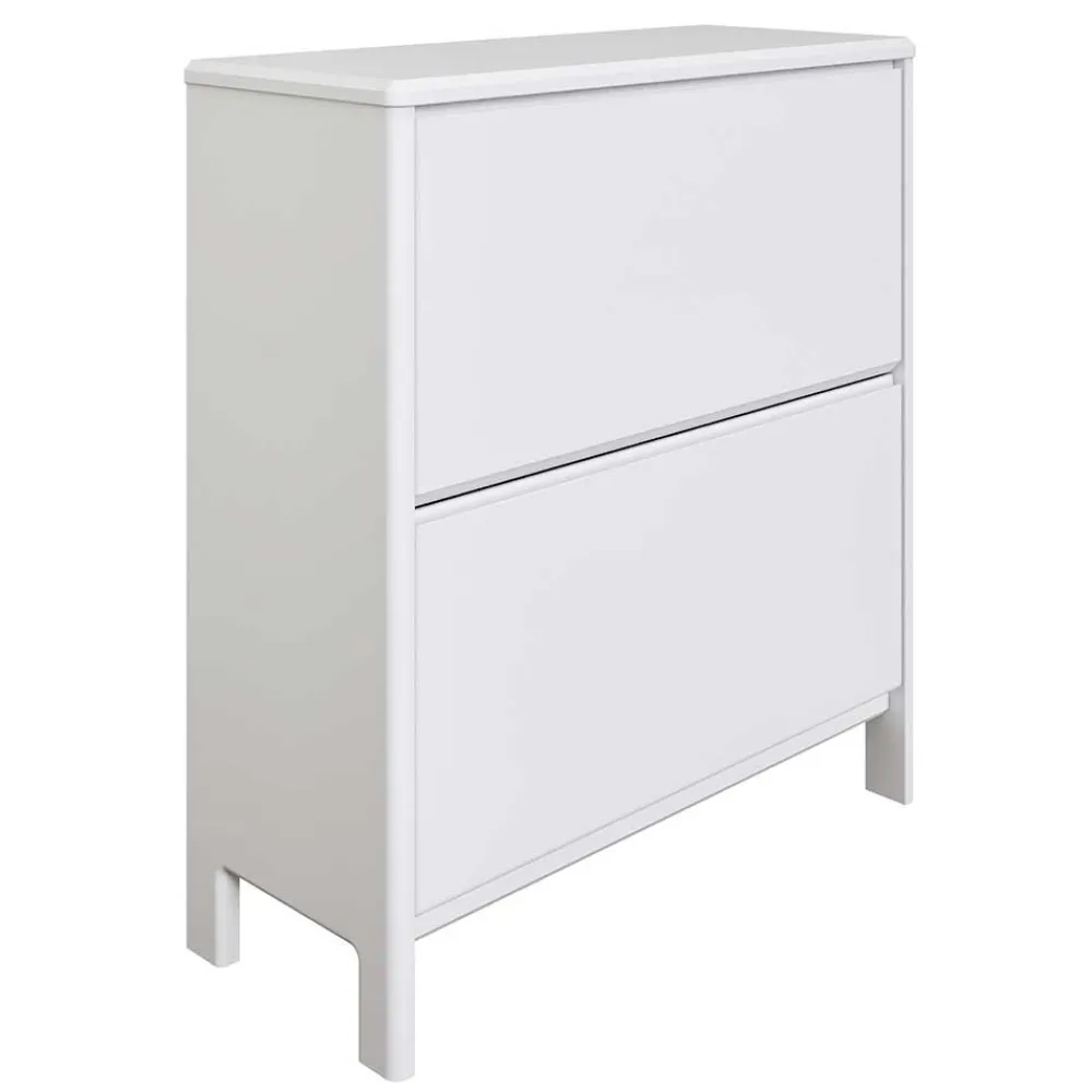 Wohnen Weiße Möbel|Schuhschränke*82 cm breite Schuhkommode in Weiß gewachst - Oranias