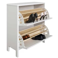 Wohnen Weiße Möbel|Schuhschränke*82 cm breite Schuhkommode in Weiß gewachst - Oranias