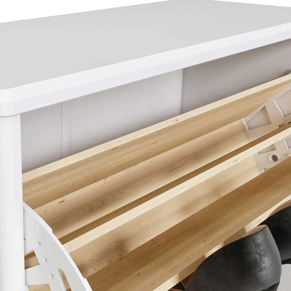 Wohnen Weiße Möbel|Schuhschränke*82 cm breite Schuhkommode in Weiß gewachst - Oranias