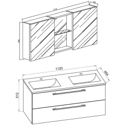 Wohnen 178 cm breiter Badblock Einzelmöbel - Ursela (vierteilig)
