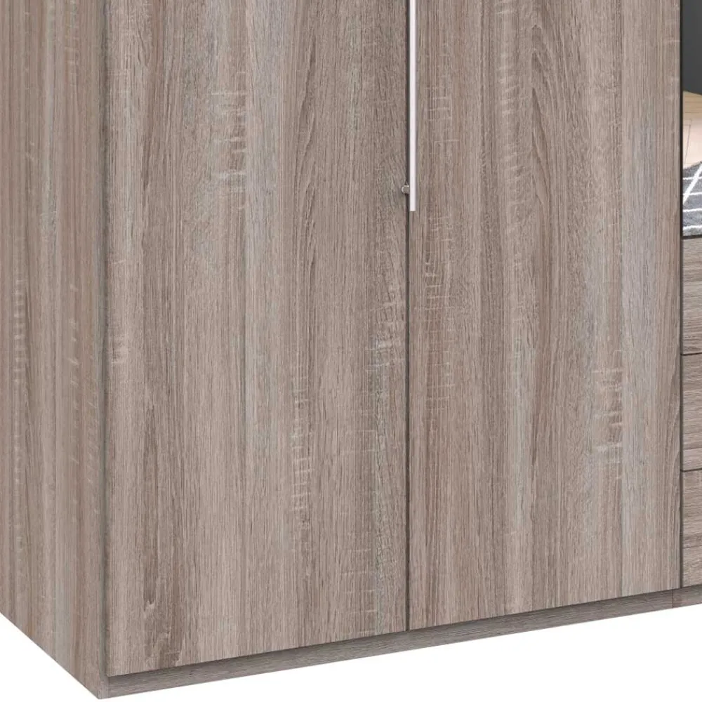 Wohnen Schränke|Kleiderschränke*300 cm breiter Falttürenschrank in Holzoptik dunkel - Riding