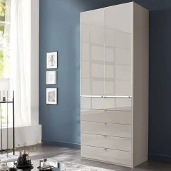 Wohnen 100 cm breiter Schlafzimmerschrank in Hellgrau - Nucina