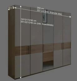 Wohnen Schränke|Kleiderschränke*250 cm breiter Schlafzimmerschrank mit 5 Türen - Emdsiva III