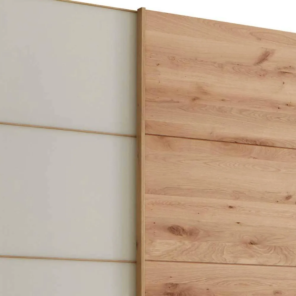 Wohnen Schränke|Kleiderschränke*300 cm breiter Schwebetürenschrank mit Glas Beige - Nikoba