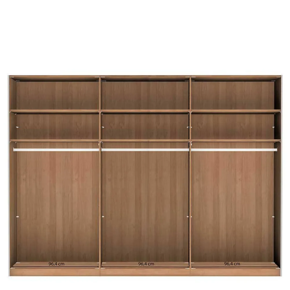 Wohnen Schränke|Kleiderschränke*300 cm breiter Schwebetürenschrank mit Glas Beige - Nikoba