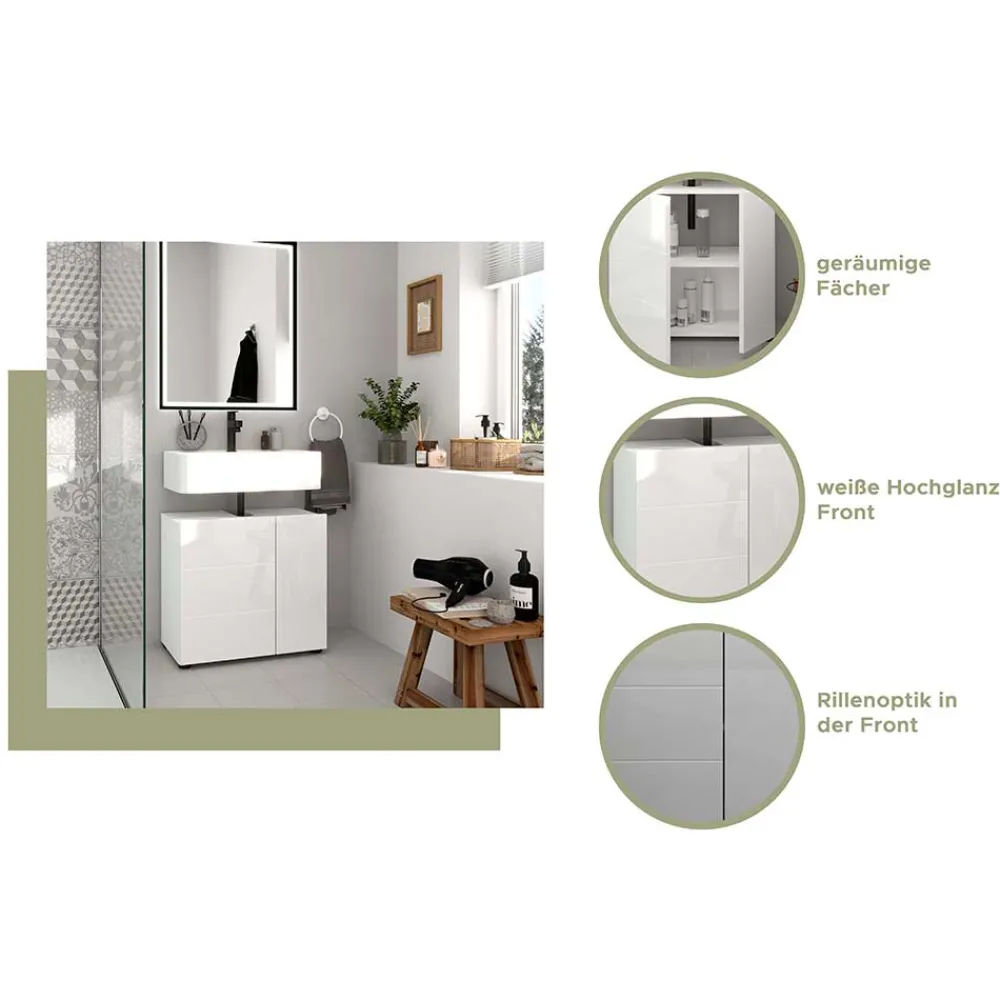 Wohnen 38 cm breiter Waschbeckenschrank in Weiß - Vitablos