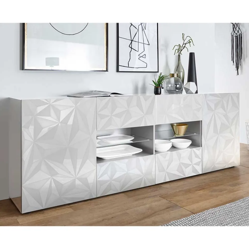 Wohnen 241 cm breites Sideboard in Weiß HG - Vovasoma