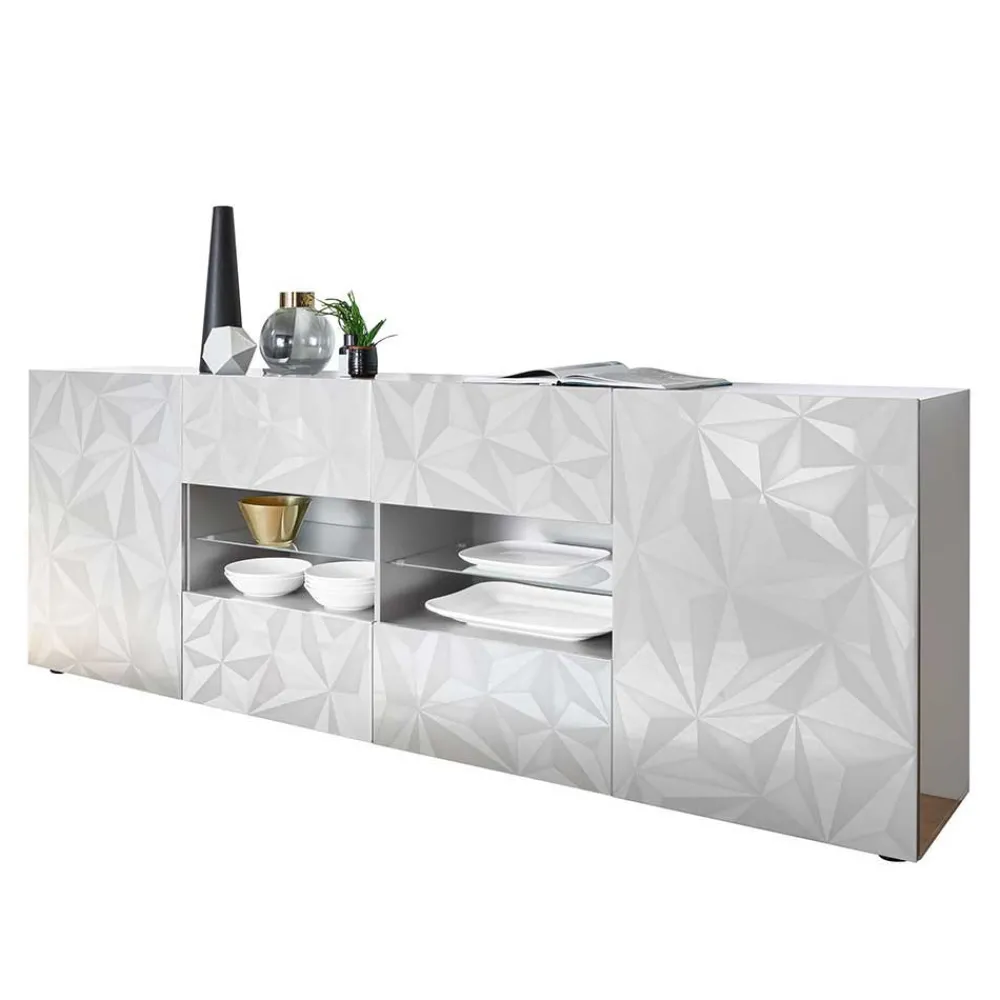 Wohnen 241 cm breites Sideboard in Weiß HG - Vovasoma