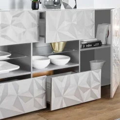 Wohnen 241 cm breites Sideboard in Weiß HG - Vovasoma