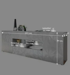 Wohnen 241 cm breites Sideboard in Weiß HG - Vovasoma