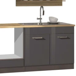 Wohnen Küche Komplett|Küchenzeilen*270 cm Einbauküchenzeile in Grau - Bozenia (neunteilig)