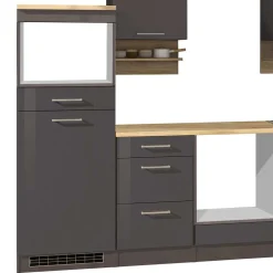 Wohnen Küche Komplett|Küchenzeilen*270 cm Einbauküchenzeile in Grau - Bozenia (neunteilig)