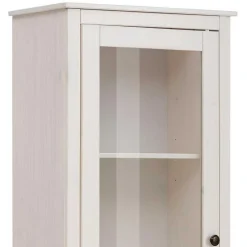 Wohnen Rattanmöbel|Esszimmer-Vitrinen*180 cm hohe Landhausvitrine in Weiß mit Beige - Isvair I