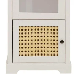 Wohnen Rattanmöbel|Esszimmer-Vitrinen*180 cm hohe Landhausvitrine in Weiß mit Beige - Isvair I