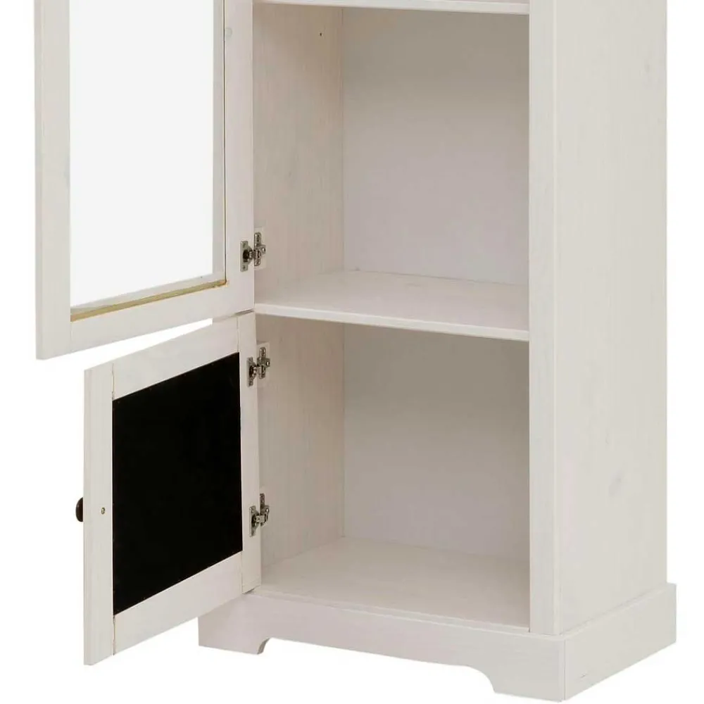 Wohnen Rattanmöbel|Esszimmer-Vitrinen*180 cm hohe Landhausvitrine in Weiß mit Beige - Isvair I