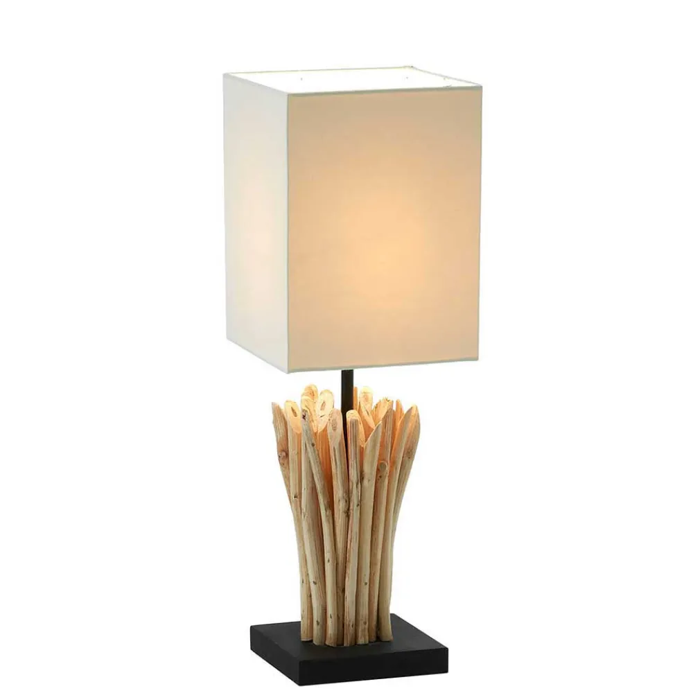 Wohnen Lampen & Leuchten*44 cm hohe Tischleuchte in Weiß & Natur - Zunil