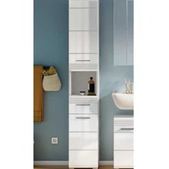 Wohnen 182 cm hoher Badschrank in Weiß Hochglanz - Whale