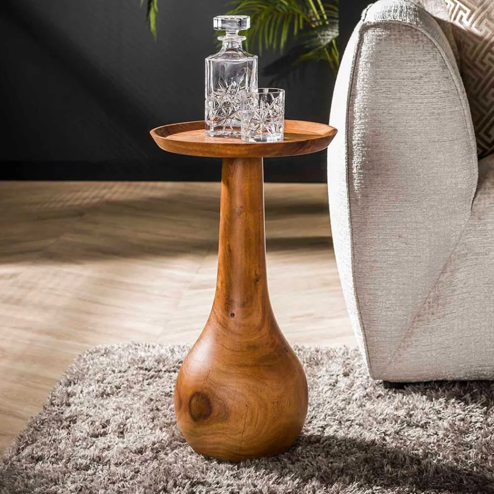 Wohnen Telefontische*59 cm hoher Beistelltisch aus Akazie Massivholz - Nics