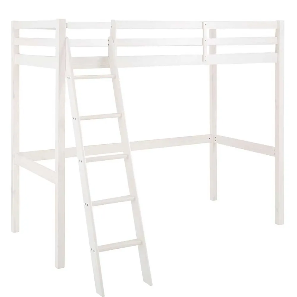 Wohnen Kindermöbel|Kinderbetten*175 cm hohes Hochbett mit Leiter in Weiß - Saludio