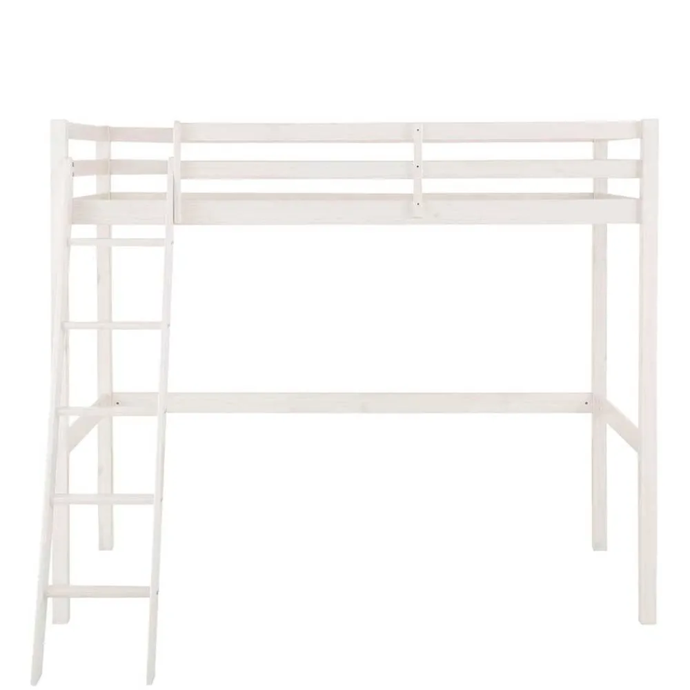 Wohnen Kindermöbel|Kinderbetten*175 cm hohes Hochbett mit Leiter in Weiß - Saludio