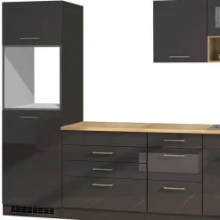 Wohnen Küche Komplett|Küchenzeilen*290 cm Küchenmöbel Set in Grau - Bozenia (achtteilig)