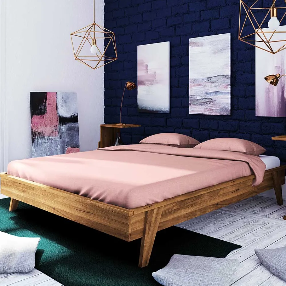 Wohnen Retro Möbel*190 cm kurzes Doppelbett aus Holz - Hardus