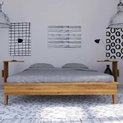 Wohnen Retro Möbel*190 cm kurzes Doppelbett aus Holz - Hardus