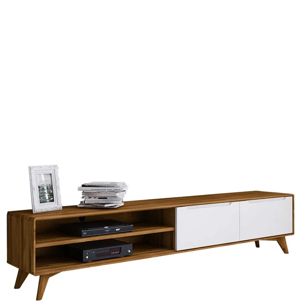 Wohnen 220 cm langes TV Lowboard in Wildeiche mit Weiß - Diesta I