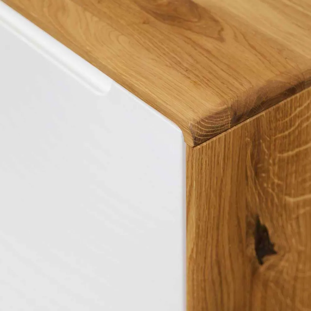 Wohnen 220 cm langes TV Lowboard in Wildeiche mit Weiß - Diesta I