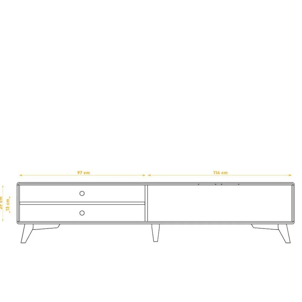 Wohnen 220 cm langes TV Lowboard in Wildeiche mit Weiß - Diesta I