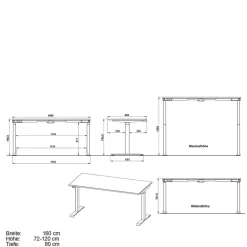 Wohnen Home Office Möbel|Büro Komplett*160 cm Schreibtisch & Regal Kombi - Tila (zweiteilig)
