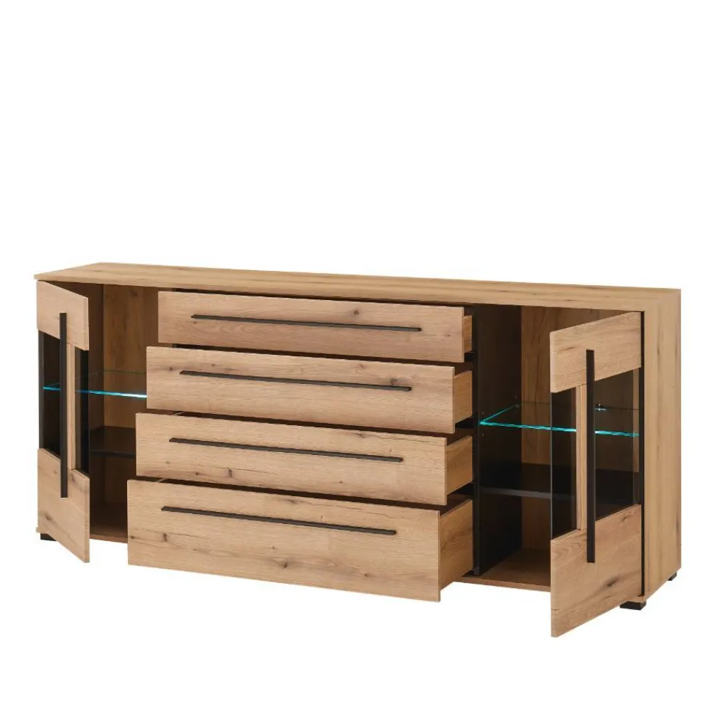 Wohnen 200 cm Sideboard mit Glaseinsätzen - Brocus
