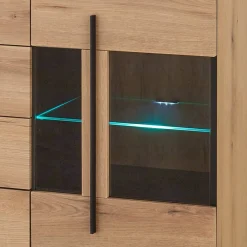 Wohnen 200 cm Sideboard mit Glaseinsätzen - Brocus