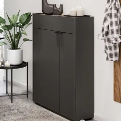 Wohnen 22 cm tiefer Schuhschrank in Dunkelgrau - Sidgarus