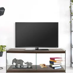 Wohnen 120 cm TV Element in Nussbaum & Transparent - Tomima