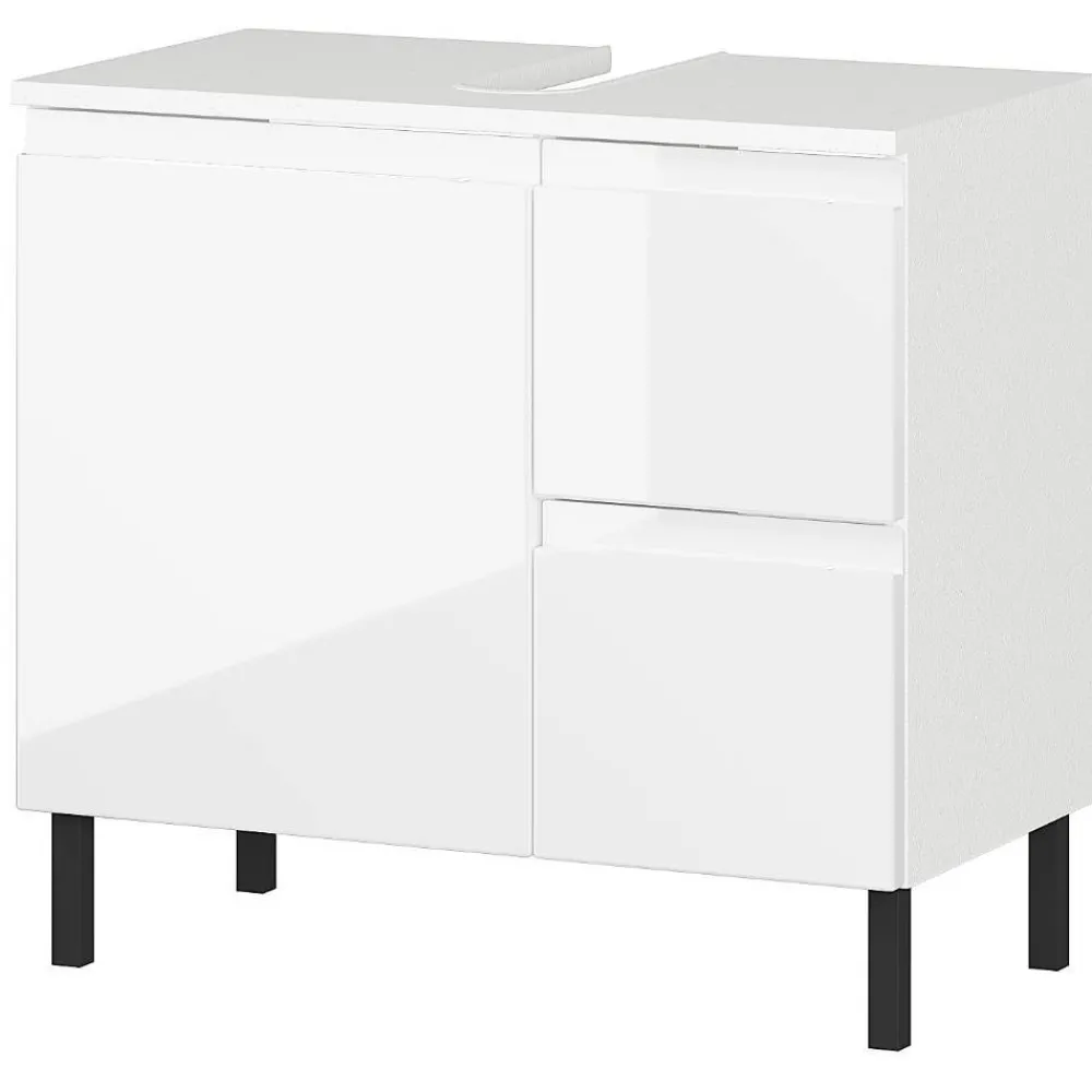 Wohnen 60 cm Waschbeckenschrank in Weiß Hochglanz - Loeesa